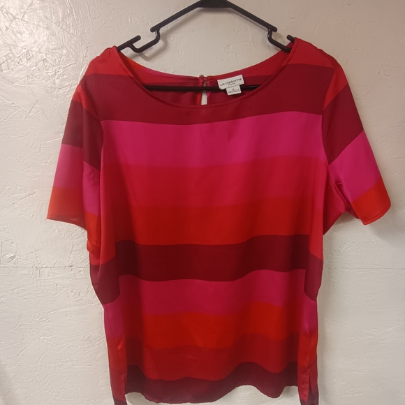 Ann Taylor Tops - Ann Taylor Red and Pink Striped Blouse